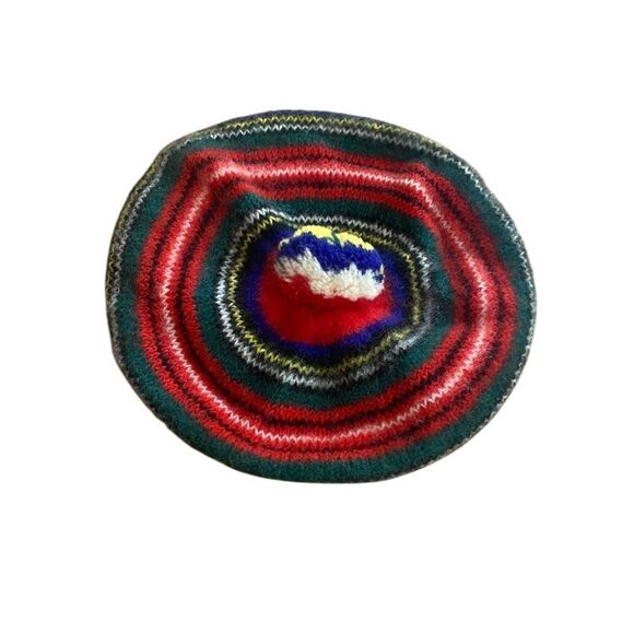 Hand-Knitted Scottish Beret Hat Royal Stewart 100% Pure Wool Red Green - Picture 5 of 6